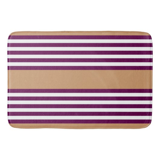 Tapis De Bain Plum et blanc cinq bandes motif avec bronzage (Devant)