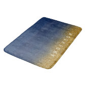 Tapis De Bain Plume d'or de parties scintillantes de bleu (Angle)