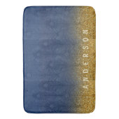 Tapis De Bain Plume d'or de parties scintillantes de bleu (devant Vertical)