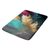 Tapis De Bain Plume Doré – Élégance Abstraite Luxueuse (Angle)