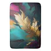Tapis De Bain Plume Doré – Élégance Abstraite Luxueuse (devant Vertical)