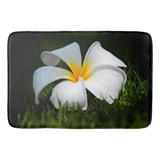 Tapis De Bain Plumeria blanche Frangipani Fleurs Hawaii (Devant)