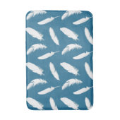 Tapis De Bain Plumes blanches sur Denim Blue (Devant (Vertical))