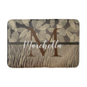 Tapis De Bain Plumes chic avec monogramme d'impression Zebra (Devant)