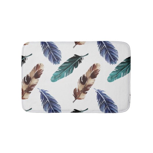 Tapis De Bain Plumes colorées Texture tribale (Devant)