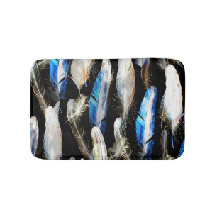 Tapis De Bain Plumes d'aquarelle volante : Arrière - plan transp