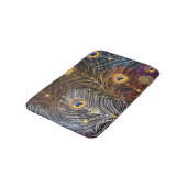 Tapis De Bain Plumes de paon doré : motif foncé. (Angle)