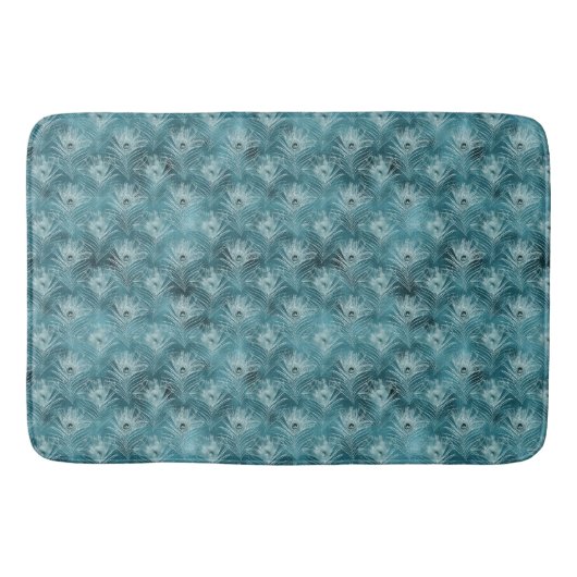 Tapis De Bain Plumes de paon glam turquoise brillant (Devant)
