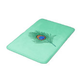 Tapis De Bain Plumes de paon turquoise sur Aqua clair (Angle)