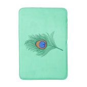 Tapis De Bain Plumes de paon turquoise sur Aqua clair (Devant (Vertical))