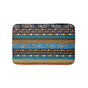 Tapis De Bain Plumes ethniques : Broderie Boho Chic