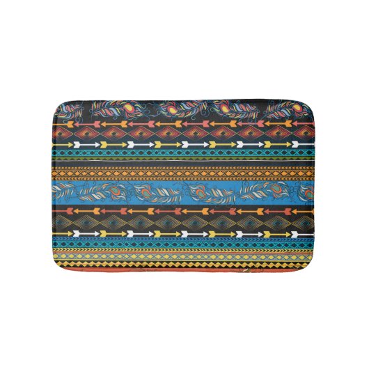 Tapis De Bain Plumes ethniques : Broderie Boho Chic (Devant)