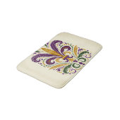 Tapis De Bain plumes fleur de lis jaune, vert, violet (Angle)