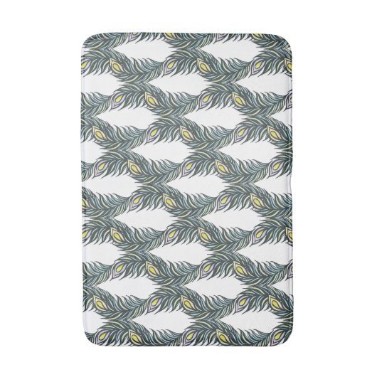 Tapis De Bain Plumes Peacock noir, vert et blanc rustique (Devant (Vertical))