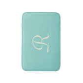 Tapis De Bain Plush minimaliste monogramme vert mer (Devant (Vertical))