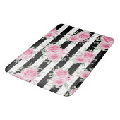 Tapis De Bain Plutôt rose Rose Fleur Noir Grilles Bébé (Angle)