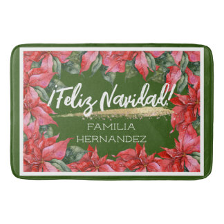 Tapis De Bain Poinsettia Feliz Navidad Nom de famille