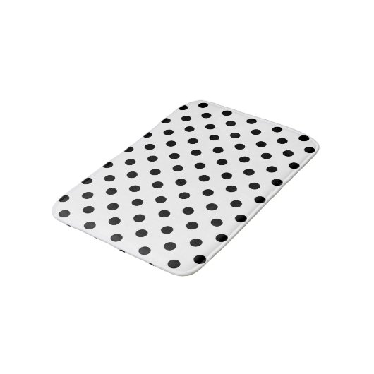 Tapis De Bain Point Polka Noir Et Blanc (Angle)