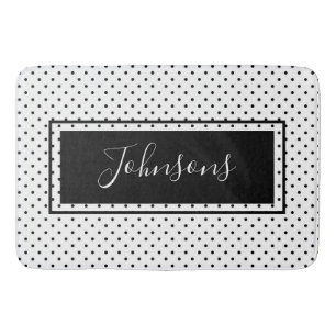 Tapis De Bain Point Polka Noir Et Blanc Moderne
