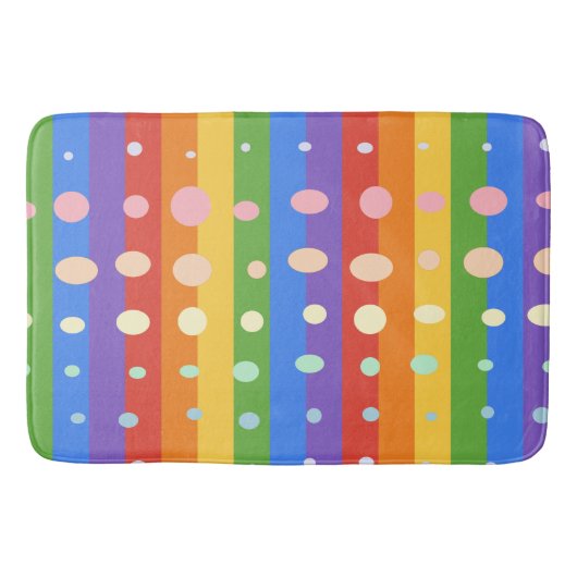TAPIS DE BAIN POINTS ARC-EN-CIEL RAYÉS (Devant)