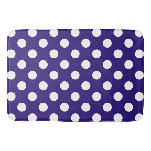 Tapis De Bain Points blancs sur fond bleu foncé (Devant)