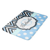 Tapis De Bain Points Bleus mignons et bandes (Angle)