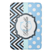Tapis De Bain Points Bleus mignons et bandes (devant Vertical)