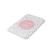 Tapis De Bain Points Confetti Noir & Blanc Monogramme Blush (Angle)