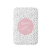 Tapis De Bain Points Confetti Noir & Blanc Monogramme Blush (Devant (Vertical))