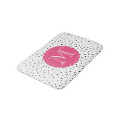 Tapis De Bain Points Confetti noirs et blancs Monogramme rose ch (Angle)