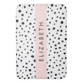 Tapis De Bain Points dalmatiens, Spots, Noir et Blanc, Votre nom (devant Vertical)