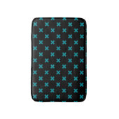 Tapis De Bain points de croix turquoises sur noir (Devant (Vertical))