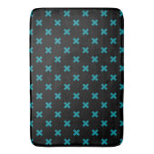 Tapis De Bain points de croix turquoises sur noir (devant Vertical)
