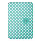 Tapis De Bain Points de Polka Turquoise & Nom de Famille Initial (devant Vertical)