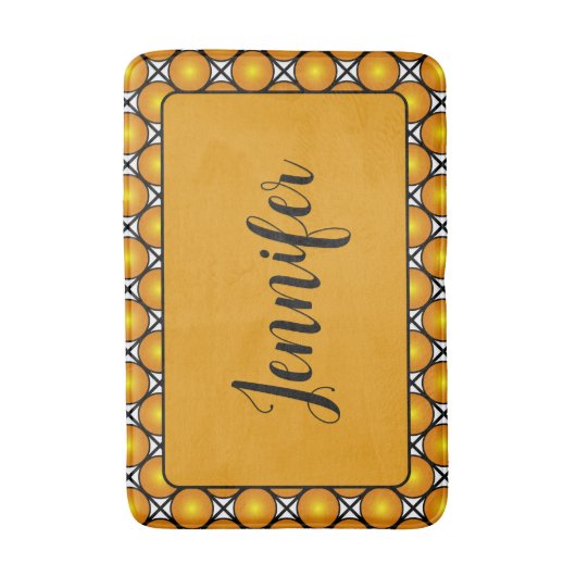 Tapis De Bain Points dorés Noir Blanc Nom du Motif (Devant (Vertical))