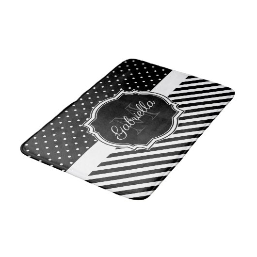 Tapis De Bain Points et bandes (Angle)