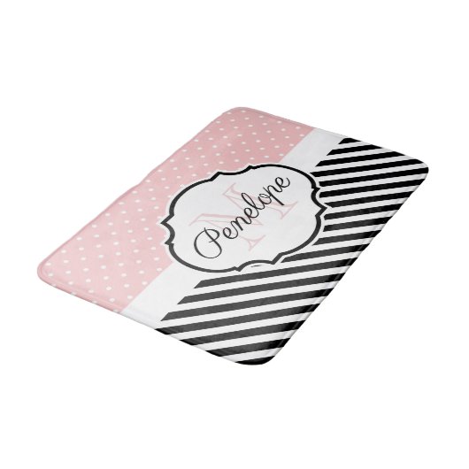 Tapis De Bain Points et bandes de mignons (Angle)