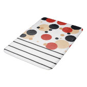 Tapis De Bain Points et rayures de pêche rouge noir (Angle)