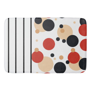 Tapis De Bain Points et rayures de pêche rouge noir