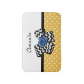 Tapis De Bain Points Jaunes Bleus Rose Chevron Bow avec nom (Devant (Vertical))