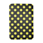 Tapis De Bain Points jaunes sur fond noir (Devant (Vertical))