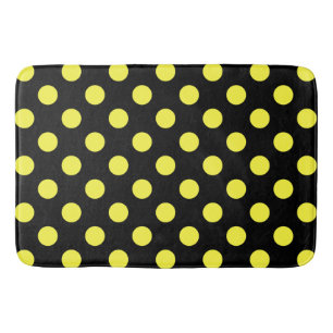 Tapis De Bain Points jaunes sur fond noir