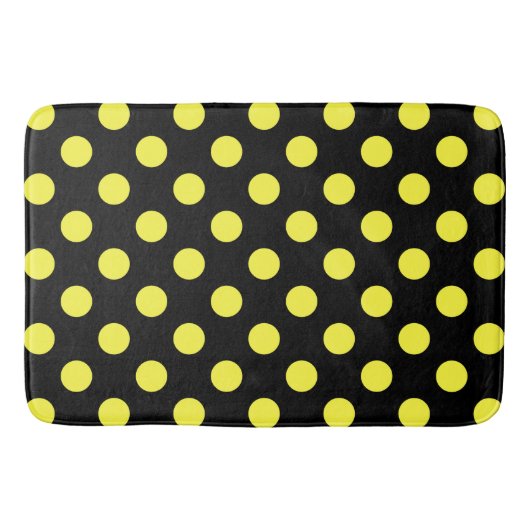 Tapis De Bain Points jaunes sur fond noir (Devant)