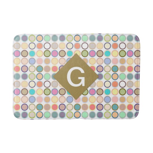 Tapis De Bain Points modernes du milieu du siècle - blanc avec p (Devant)