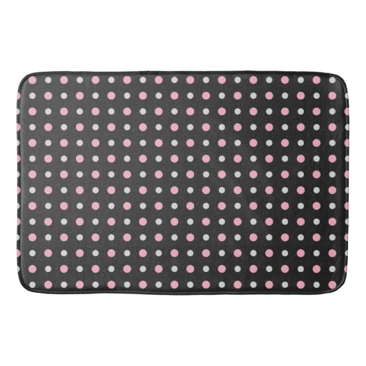 Tapis De Bain Points noirs, roses, gris et blancs (Devant)