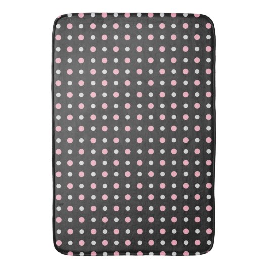 Tapis De Bain Points noirs, roses, gris et blancs (devant Vertical)