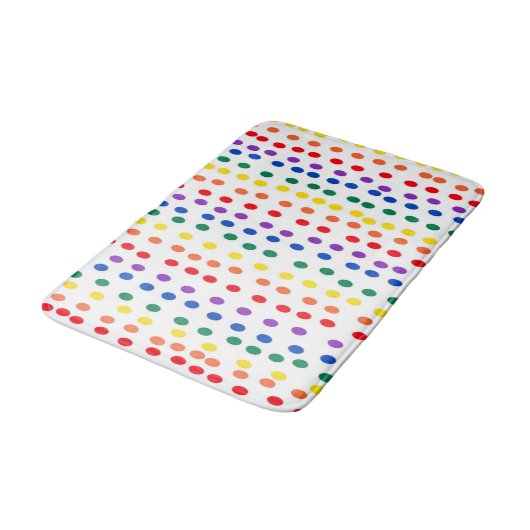 Tapis De Bain Points Rainbow Candy en blanc (Angle)