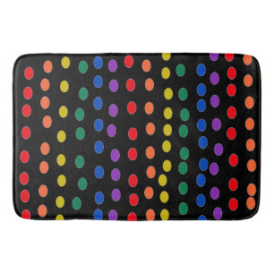 Tapis De Bain Points Rainbow Candy sur noir