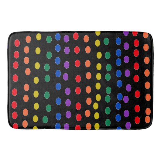 Tapis De Bain Points Rainbow Candy sur noir (Devant)
