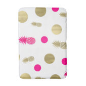 Tapis De Bain Points roses et or et ananas Fun Summer Chic (Devant (Vertical))